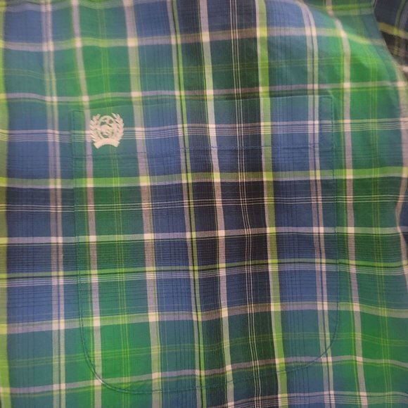 Cinch Mens Size Medium Green and Blue Long Sleeve Button Front Shirt - Picture 3 of 5
